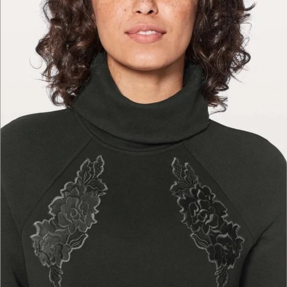 LuluLemon Black Satin Floral Pullover - Picture 4 of 14